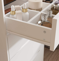 Coiffeuse blanche moderne avec miroir LED et tabouret de rangement – Table de maquillage compacte en gros pour petite chambre ou appartement