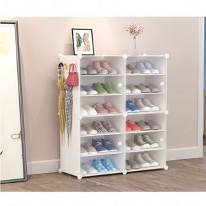 Meuble <span class=keywords><strong>à</strong></span> chaussures moderne en plastique PP et tubes en fer, élégant range-chaussures <span class=keywords><strong>à</strong></span> 5 niveaux - Product Image 4