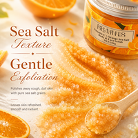 Exfoliante Corporal de Sal Marina 350g con Vitamina C y Naranja para Codos, Rodillas y Pies Ásperos y Exfoliación Pre-Ducha