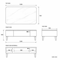 Table Basse Moderne en Bois Blanc Brillant à Bords Courbes, Multi-Sections, avec Plateau en Verre, Durable et Écologique – Prix de Gros