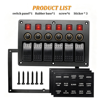 Panneau d'interrupteur à bascule multifonction rouge à Six boutons 12v 20A/24V 10A DC 6 Gang pour bateau marin de voiture