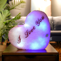 2025 Hari Valentine aku mencintaimu bentuk hati bantal bercahaya kreatif bersinar cinta mainan mewah Led hati boneka hadiah bantal