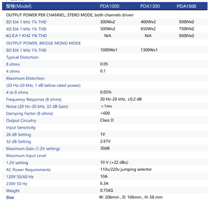 Pda1300 nhà sản xuất Nhà cung cấp Emi Chứng nhận bảo mật lớp <span class=keywords><strong>D</strong></span> 2 kênh 650 Watts 2 mô-đun khuếch đại hoạt động - Product Image 5
