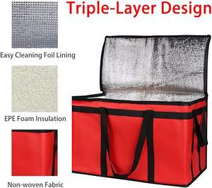 Sac isotherme PP à fermeture éclair, étanche et thermique, idéal pour la <span class=keywords><strong>livraison</strong></span> de repas, les courses et le maintien au chaud ou au frais des aliments - Product Image 5