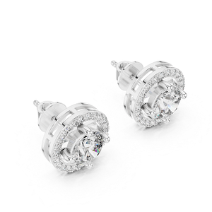 Pendientes de Plata de Ley con Diamantes Cultivados en Laboratorio, Diseño Floral, Joyería Elegante para Mujer, para Bodas, Fiestas y Aniversarios - Product Image 1