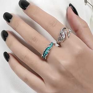 Anillo de Plata de Ley 925 con Esmalte Oceánico, Anillos Ajustables Irregulares con Efecto <span class=keywords><strong>Aurora</strong></span> <span class=keywords><strong>Boreal</strong></span> para Mujer, Joyería Fina de Diseño Personalizado al por Mayor - Product Image 4