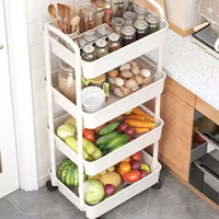 Étagère de rangement multifonctionnelle à deux niveaux en plastique ABS pour la maison, étagère à légumes, chariot de cuisine, salle de bain, chambre à coucher avec roulettes, non pliable