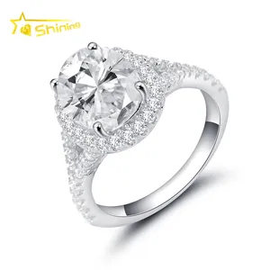 Gioielli di moda prezzo di fabbrica donne lab grown diamond D-VVS1 color wedding band anello di fidanzamento in argento sterling 925 moissanite
