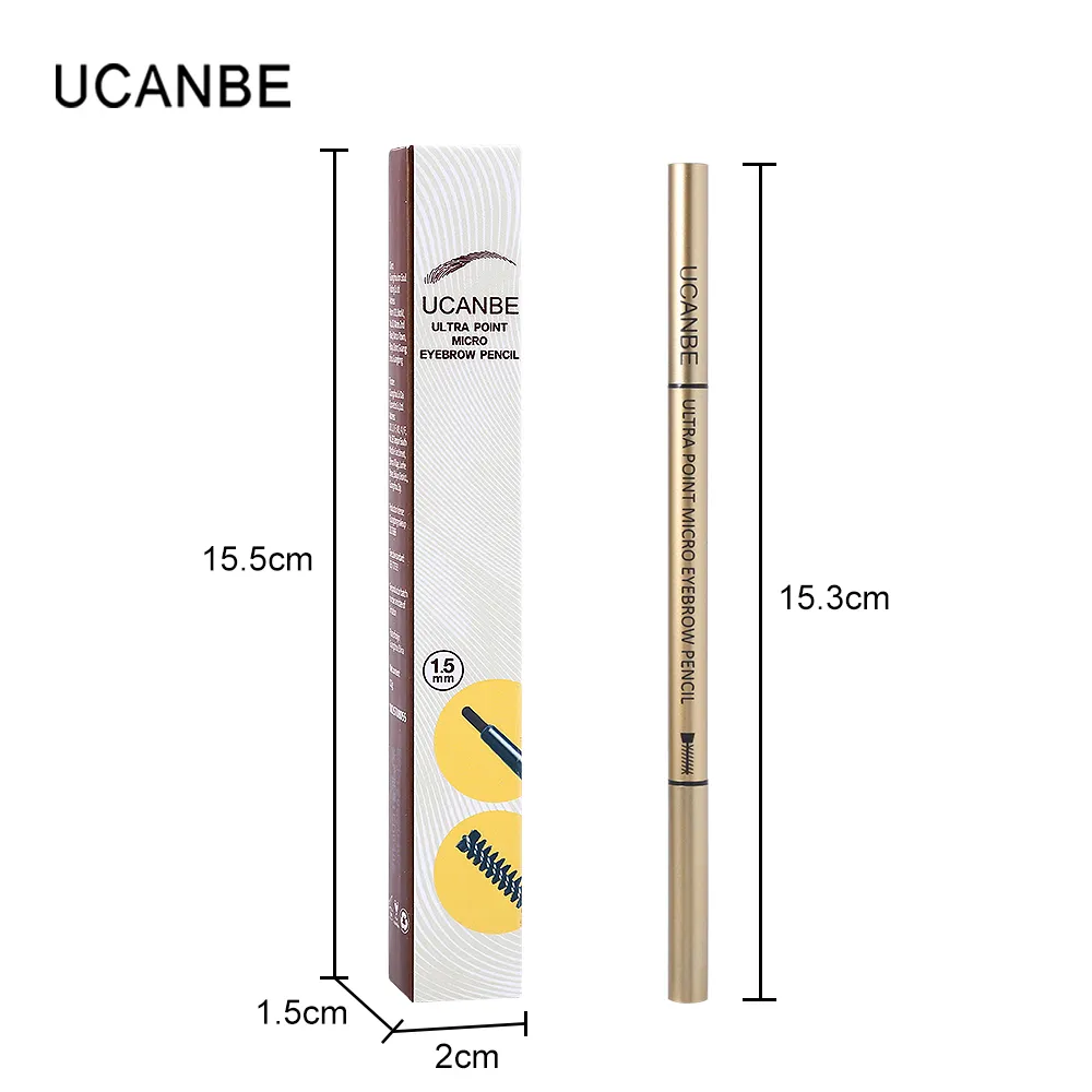 ปากกาเขียนคิ้วยี่ห้อ UCANBE,ปากกาเขียนคิ้วเขียนคิ้วแบบละเอียดสีเทาน้ำตาลกันน้ำติดทนนาน