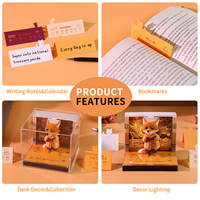 Bloc-notes 3D Sweetmade, Calendrier, Bloc-notes renard, Décoration de bureau, Marque-page découpé en papier, Ensemble de papeterie animaux mignons, Papier détachable, Cadeau