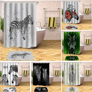 Wholesale Fashion Waterproof and Eco-Friendly Zebra Activated by Water-Made of Polyester Print Shower Curtain