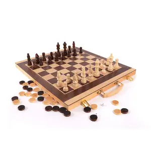 Оптовая цена, набор деревянных шахмат с ручкой