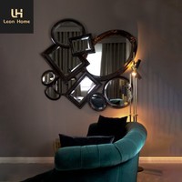 Miroir mural irrégulier en bois fait main de style vintage européen pour entrée, table console, décoration murale, portraits