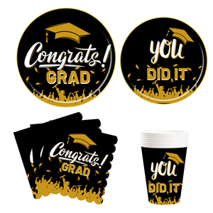 DAMAI 2025 Juego de Vajilla Desechable con Temática de Graduación, Platos de Papel para Decoración de Mesa en Fiestas de Graduación Escolares - Product Image 4