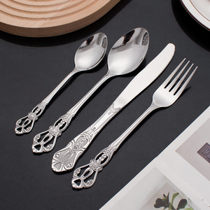 Chất Lượng Cao Nhà Bếp Bạc Đặt Thép Không Gỉ Hoàng Gia Cổ Điển Vàng Flatware Dao Kéo Sang Trọng Cho Nhà Hàng Phục Vụ - Product Image 4