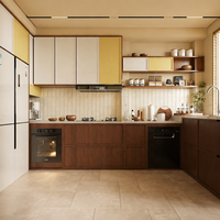 Meuble de cuisine mural modulaire en bois massif écologique moderne avec évier, crédence et finition laquée, taille et couleur personnalisables