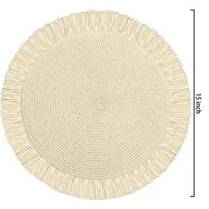 Round Woven Paper Placemats Braided Indoor Outdoor Place Mats For Dining Tables Heat Resistant Table Mats Decor For Halloween