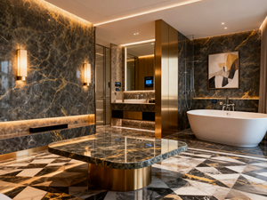 מונט טבעי יער עמוק שיש ירוק עיצוב פנים יוקרתי - Product Image 5