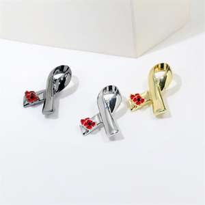 艾滋病宣传标志纪念品徽章金色粉色红色丝带胸针金属滴徽章罂粟花胸花胸针 - Product Image 5