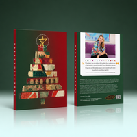 Calendrier de l'Avent personnalisé en forme de livre, boîte rigide avec rabat perforé, emballage cadeau de compte à rebours de Noël pour chocolat