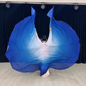 Vente en gros de vêtements cosplay en polyester de couleur arc-en-ciel pour adultes, cape à plis pour la danse du ventre et la performance, ailes avec bâton - Product Image 5