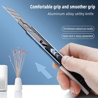 Couteau pratique de petite taille avec poignée combinée ABS et alliage d'aluminium, lame de rechange de 9 mm pour machine à découper les boîtes de bureau
