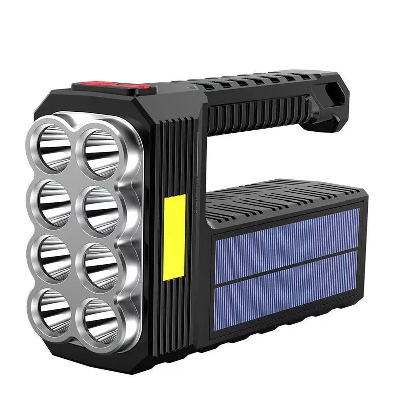 Lampe de poche solaire à 8 LED Super lumineuse, lanterne de Camping avec COB, lampes de travail, Rechargeable par USB, torche portative, lumières puissantes