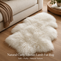 Tapis en fourrure de mouton tibétain bouclée naturelle, véritable peau de mouton, pour la décoration de la maison