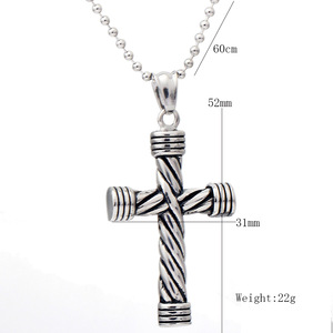 Collar con Colgante de Cruz, Diseño Trenzado de Acero de Titanio, Joyería de Moda para Mujer, Cadena de 60 cm - Product Image 5