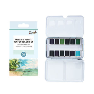 Set di Colori ad <span class=keywords><strong>Acqua</strong></span> Solidi Premium - 12 Colori <span class=keywords><strong>in</strong></span> Scatola di Metallo per Disegno su Carta, Schizzi all'Aperto e Arte <span class=keywords><strong>in</strong></span> Studio - Product Image 2