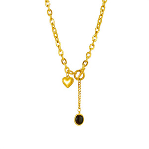 Collana di Alta Qualità con Chiusura OT, Design alla Moda, Placcata in Oro 18k, Ciondolo a Cuore in Acciaio Inossidabile per Donne - Product Image 6