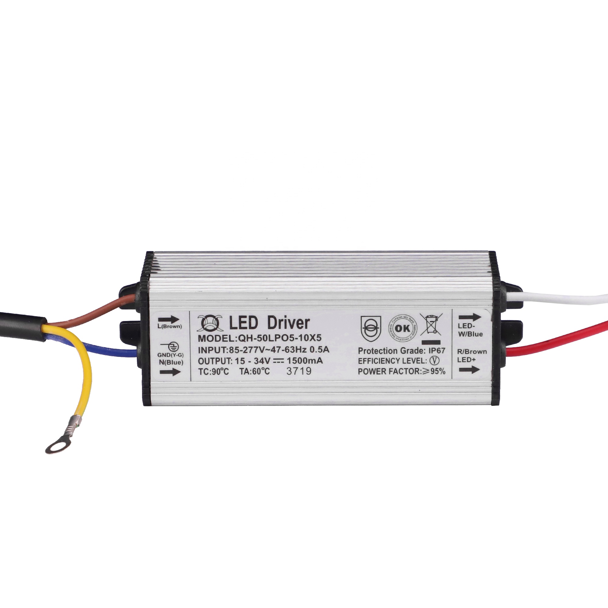 Водонепроницаемый Светодиодный драйвер для светодиодного освещения IP67, постоянный ток 1500 мА 1,5a 15-34 в 20-50 Вт