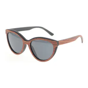 New arrival unbranded retro cat eye two tone wood sunglasses for women