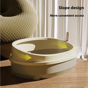 Litière <span class=keywords><strong>pour</strong></span> <span class=keywords><strong>chat</strong></span> en plastique semi-fermée surdimensionnée 20L, facile à nettoyer, personnalisable, avec pelle à litière – Vente en gros - Product Image 4