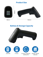 Escáner de Código de Barras Inalámbrico, Pantalla LCD 1D, 2D, QR, Interfaz USB Portátil con Base de Carga, Stock Disponible para Venta Al por Mayor