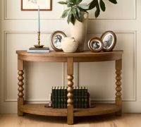 Table de contrôle de porche semi-circulaire en bois de style antique moderne avec fonctionnalités personnalisables pour usage professionnel
