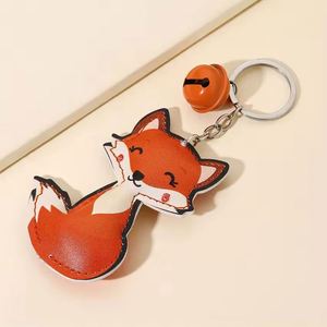 Cute PU Leather Stuffed Fox Keychain Cartoon Animal Bag Charm Pendant with Bell Car <b>Key</b> <b>Ring</b> Fashion Gift <b>Accessories</b> - Product Image 6