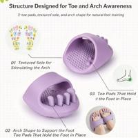 Chaussons de massage pour l'alignement des orteils avec espaceurs, chaussures d'équilibre pour l'entraînement de la voûte plantaire et le soutien de la posture