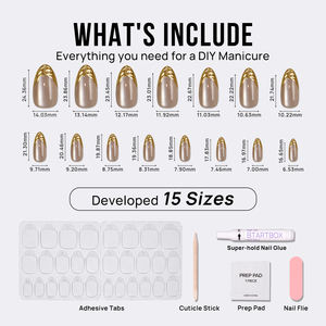 <span class=keywords><strong>Uñas</strong></span> Postizas de Gel Suave de Marca Privada, <span class=keywords><strong>Uñas</strong></span> Postizas de Lujo al por Mayor con Diseño Artístico Dorado <span class=keywords><strong>en</strong></span> <span class=keywords><strong>Relieve</strong></span> <span class=keywords><strong>3D</strong></span>, Punta Francesa de Ojo de Gato <span class=keywords><strong>en</strong></span> Forma de Almendra - Product Image 3