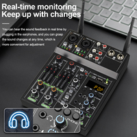 Mélangeur Audio Portable Professionnel Biner UF4-M Mini 4 Canaux avec 2 Microphones Sans Fil et Console Audio DJ USB 4 Canaux