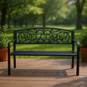 Panca da Esterno in Ghisa da 50 Pollici con Schienale, Stile Tradizionale, Resistente all'Acqua, per Giardino e Terrazza - Product Image 2