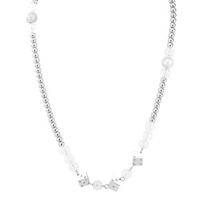 yunnique Geometric Beaded Necklace With <b>Dice</b> Charms Unisex Party Jewelry Titanium Steel Spliced Design - Product Image 5