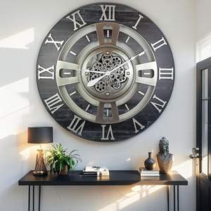 <span class=keywords><strong>Orologio</strong></span> <span class=keywords><strong>da</strong></span> <span class=keywords><strong>Parete</strong></span> HUATUO con <span class=keywords><strong>Ingranaggi</strong></span> Mobili, Stile Inglese (Nero Vintage 24 Pollici (60 Cm)) Prodotto in Inghilterra - Product Image 1