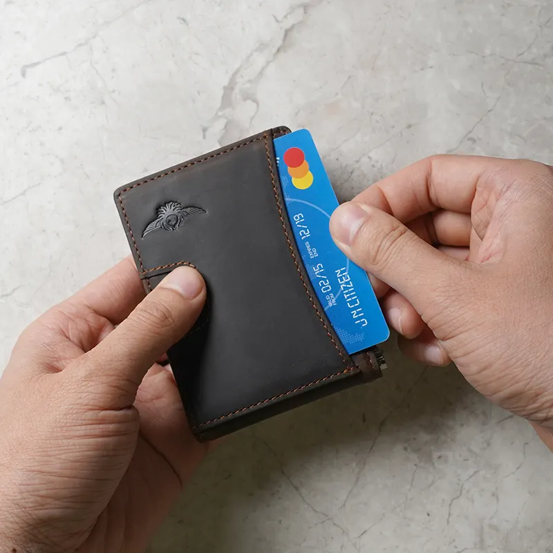 Geldtaschen mit Geldklammer slim minimalistische Brieftasche für Herren RFID-Blocking Slim-Lederbrieftaschen für Männer doppelfaltung Frontfach-Brieftasche für Herren