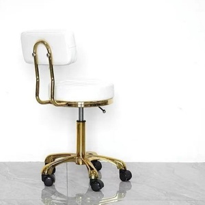 Adjustable White Master <b>Chair</b> for Salon Modern Home Furniture Beauty Rolling Hairdressing Stool <b>with</b> <b>Wheels</b> for Living Room - Product Image 2