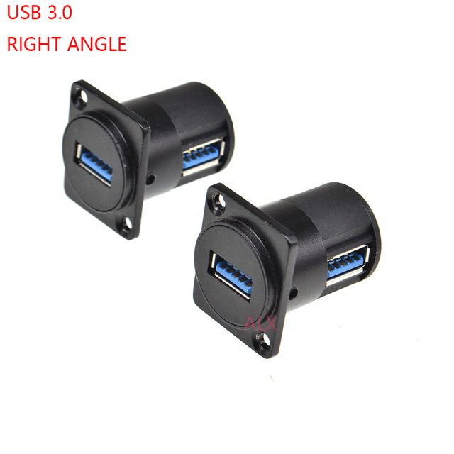 Right angle D type metal usb female socket panel mounting holder adapter usb 3.0 female to female connector for 86 panel