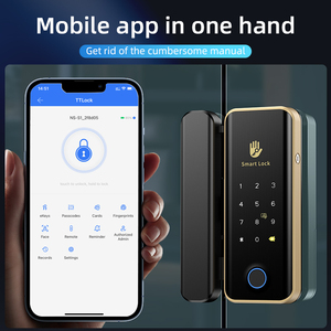 Glass Door Smart Cloud <b>Lock</b> TTLock App Fingerprint Password IC Card Mechanical Key Unlock Office Frameless Glass Door Smart <b>Lock</b> - Product Image 2