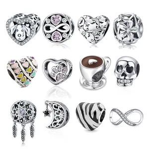 2020 New Arrival High Quality skull 925 sterling silver charms ,hotsell coffee cups beads for bracelet