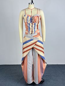 Ensemble <span class=keywords><strong>deux</strong></span> <span class=keywords><strong>pièces</strong></span> pour <span class=keywords><strong>femme</strong></span> STOCK Print, débardeur à lacets et pantalon large, tenues de créateur, tailles S-XL - Product Image 2