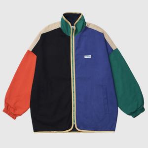 Chaquetas Deportivas de Lona para Hombre con Logotipo Personalizado, Chaqueta Cortavientos de Secado Rápido, Chaqueta con Cierre y Cuello Alto en Bloques de Color - Product Image 1